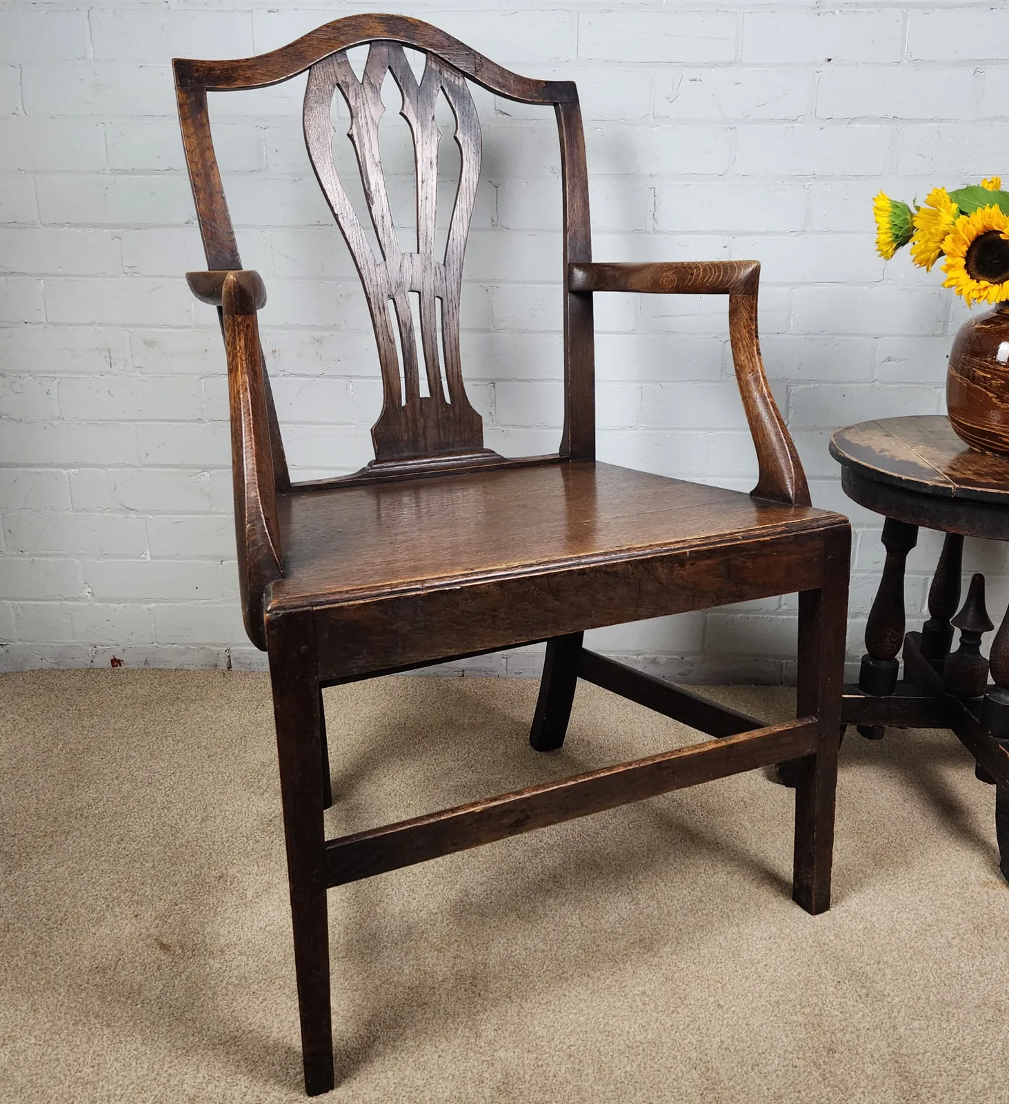 Furniture Georgian Oak Carver Chair photo