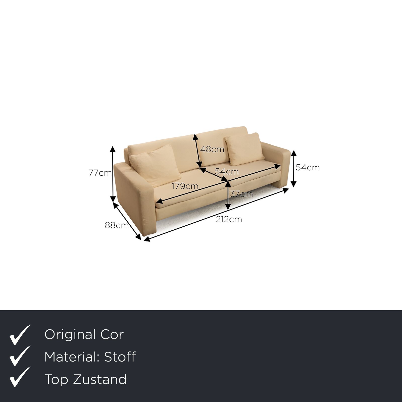 Canapé 2 places Cor Conseta en tissu crème beige photo furniture