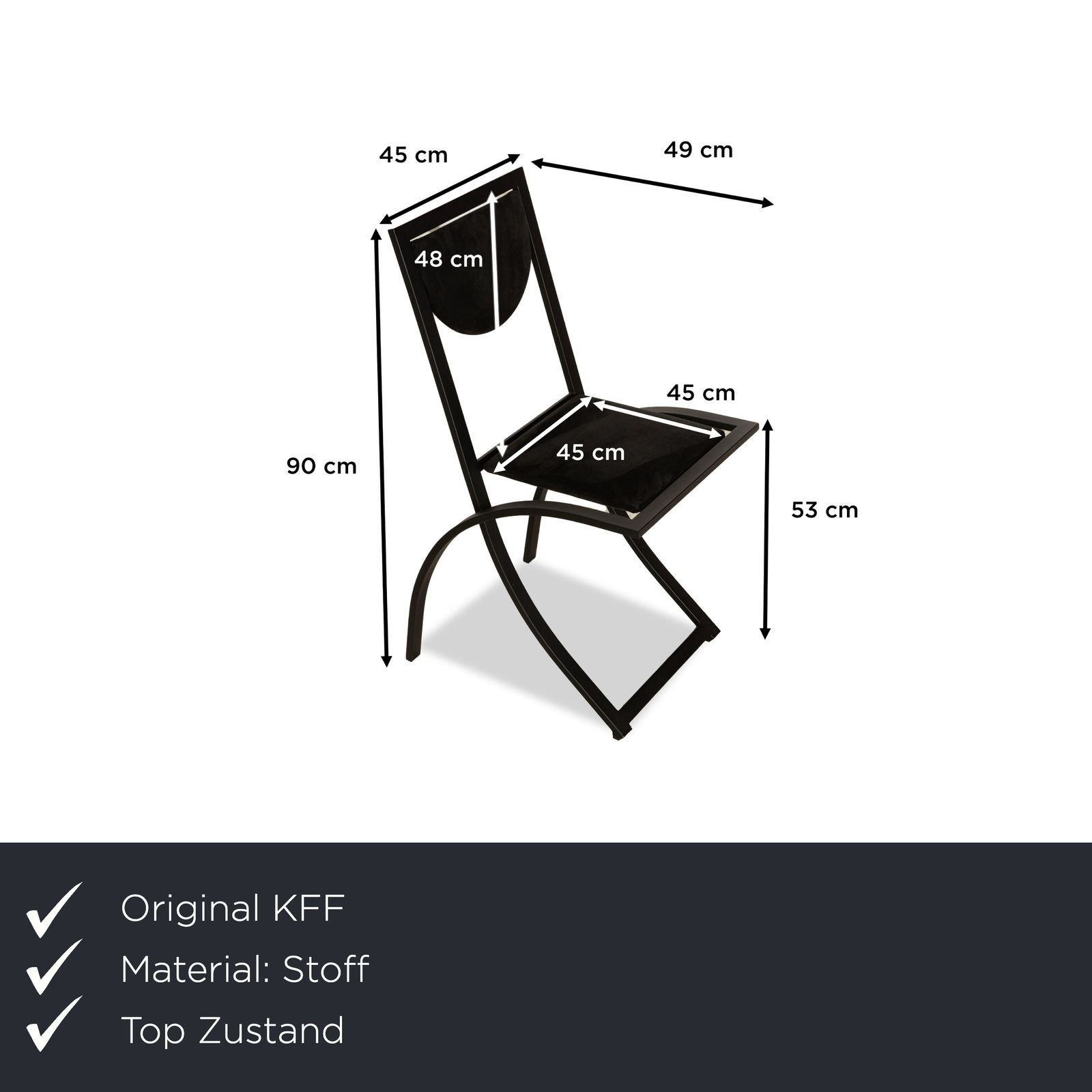 Lot de 4 chaises KFF Sinus en tissu noir photo furniture