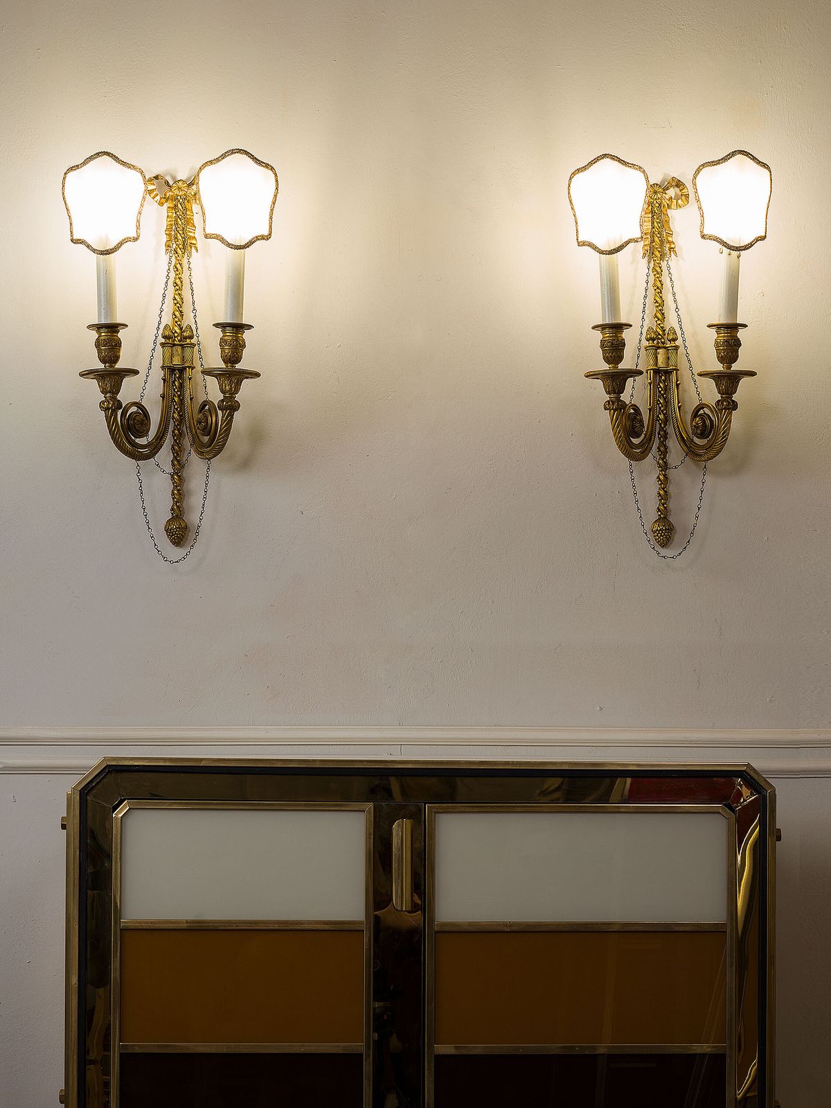 Pair Of Napoleon III Wall Sconces In Gilt And Finely Chiseled Bronze, France, Mid 19th Century photo furniture