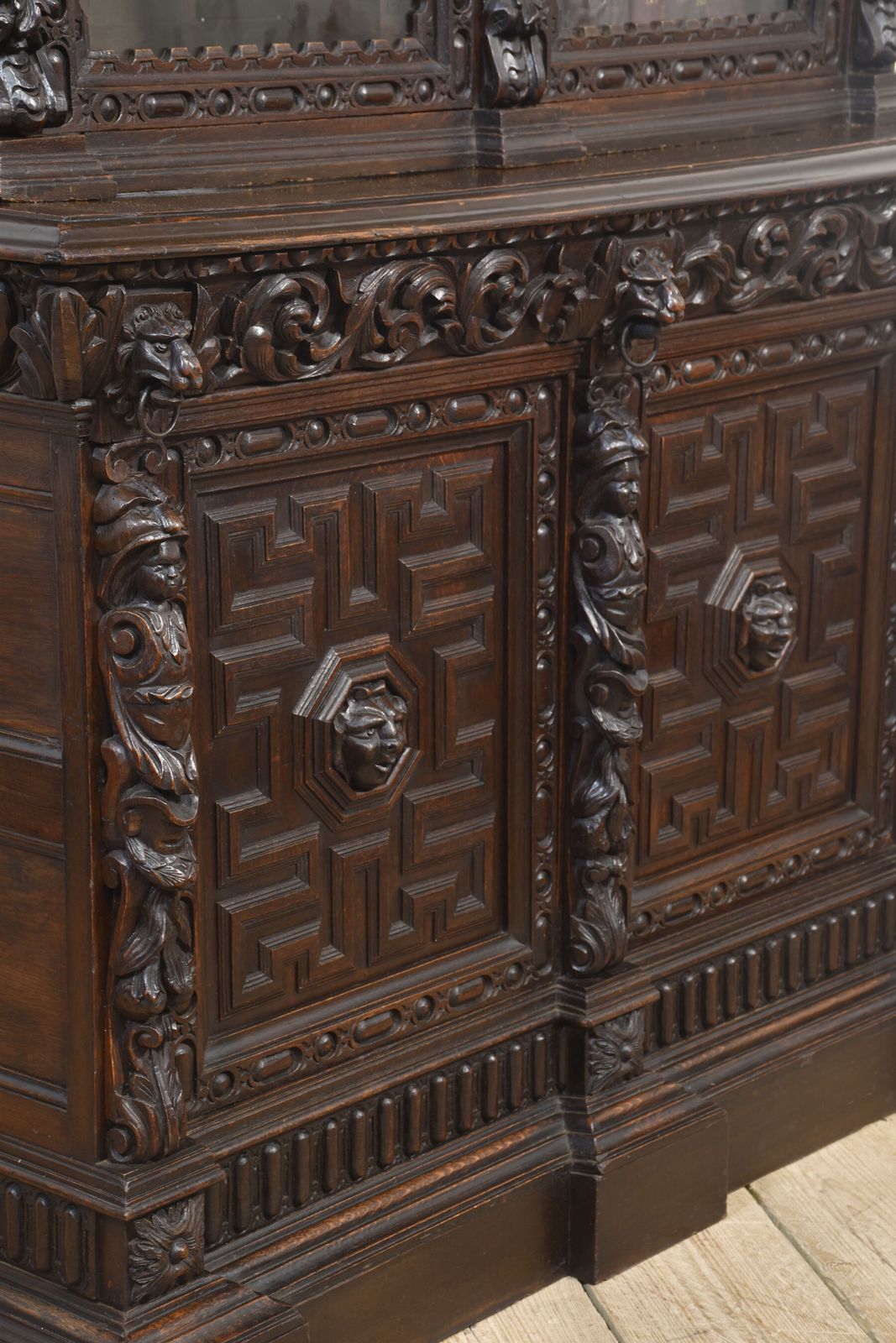 photo vinterior Renaissance Revival Carved Oak Two Door Bookcase