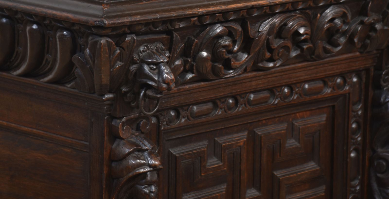 photo buy Renaissance Revival Carved Oak Two Door Bookcase