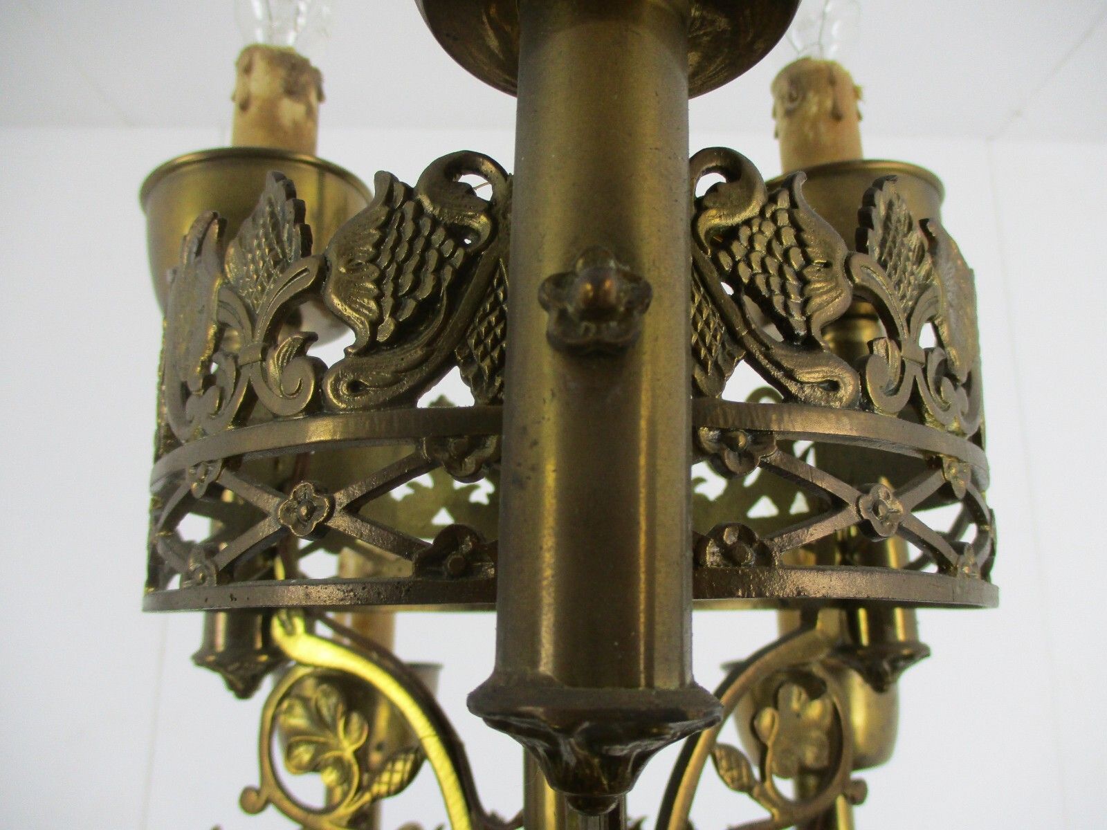 Gothic Ornate Brass 9 Arms Lights Chandelier Revival  Empire Impressive Antique photo buy