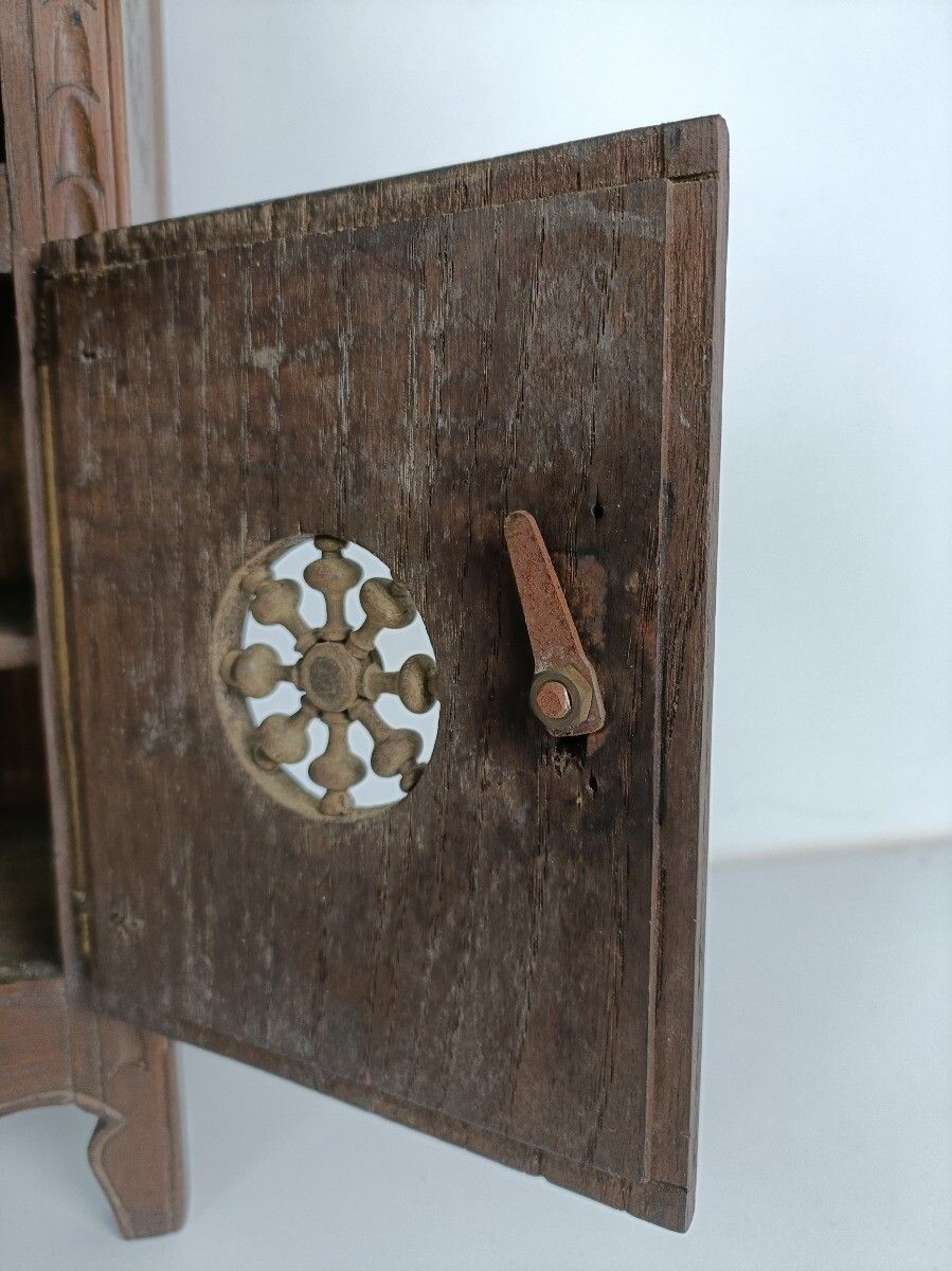 Small  French Breton  Cabinet Wood Antique 19th Century  Hand Carved Gorgeous Ra photo Furniture