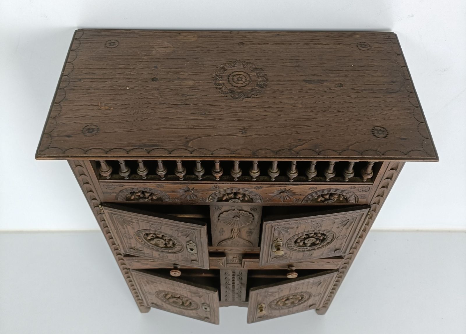 photo furniture Small  French Breton  Cabinet Wood Antique 19th Century  Hand Carved Gorgeous Ra