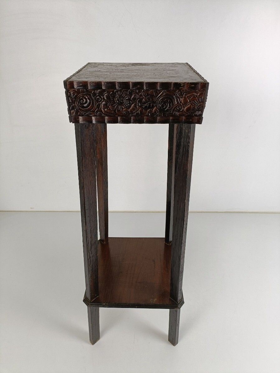 Art Nouveau Pedestal Side Table Plant Bonsai Stand Jugendstil Ornate Carved Wood photo furniture