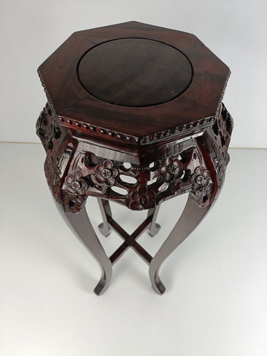 Large Gorgeous Rosewood Chinese Pedestal Plant Stand Bonsai Table Side Table Orn photo vinterior