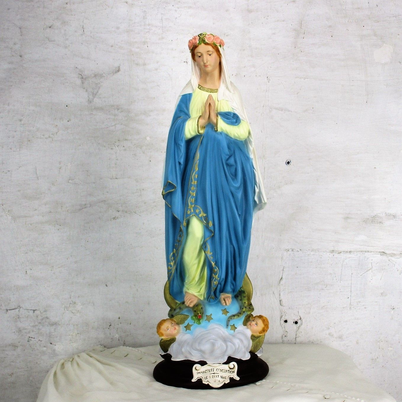 Xl Statue Our Lady Of Immaculate Conception Treading On Snake Polychrome 26.37" photo furniture