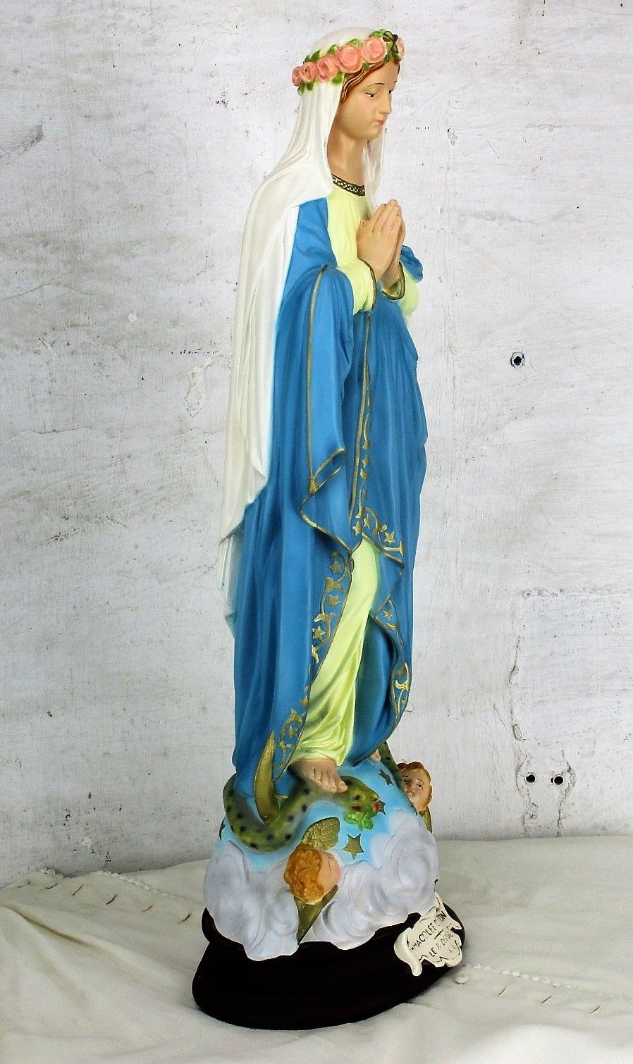 Xl Statue Our Lady Of Immaculate Conception Treading On Snake Polychrome 26.37" photo vinterior