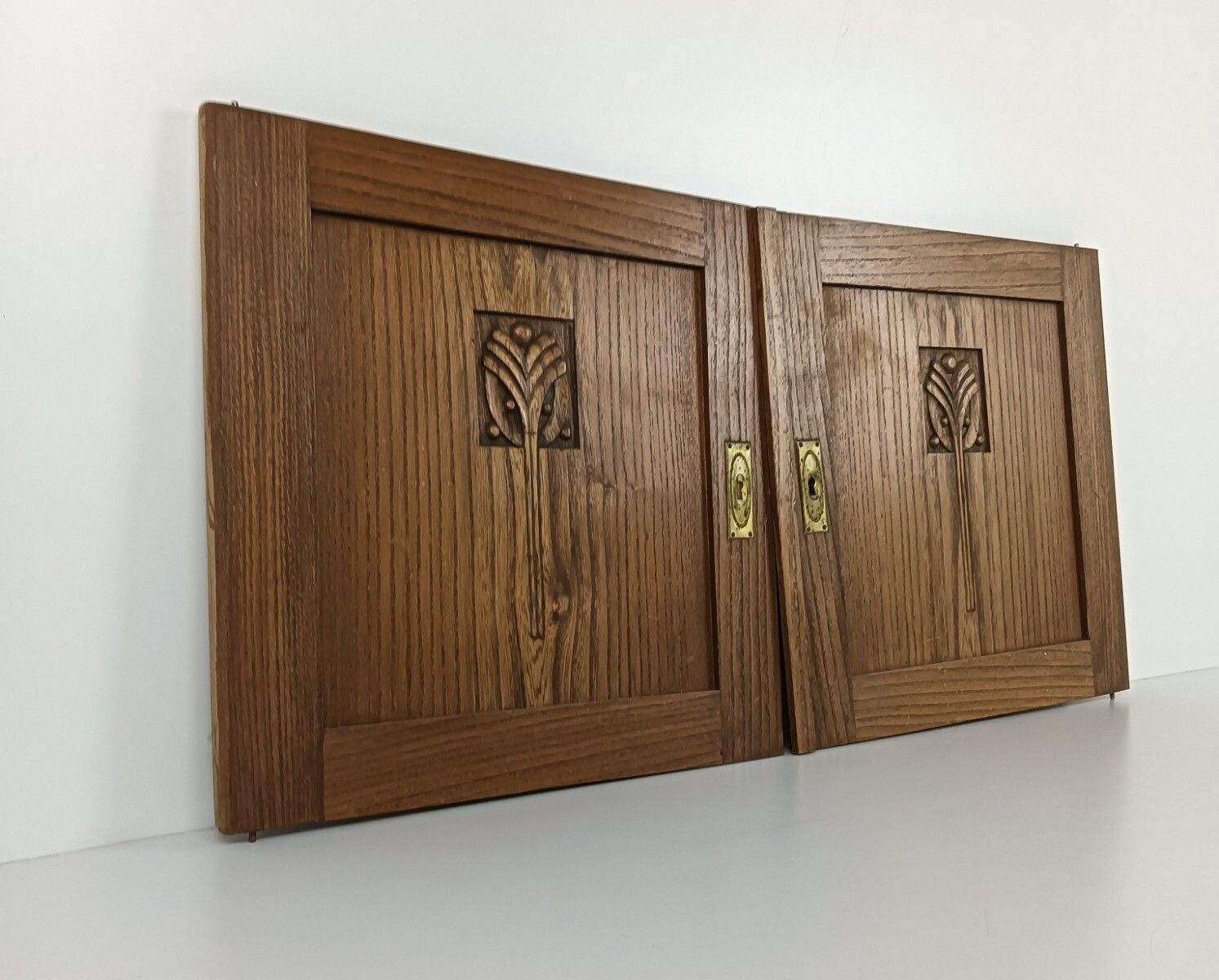 Antique  Art Deco Door Panels Couple  Hand Carved Architectural Salvaged Reclaim photo for sale