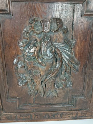 Home Fixtures Pair Antique French Hand Carved Wood Door Panels Reclaimed Architectural Herons photo