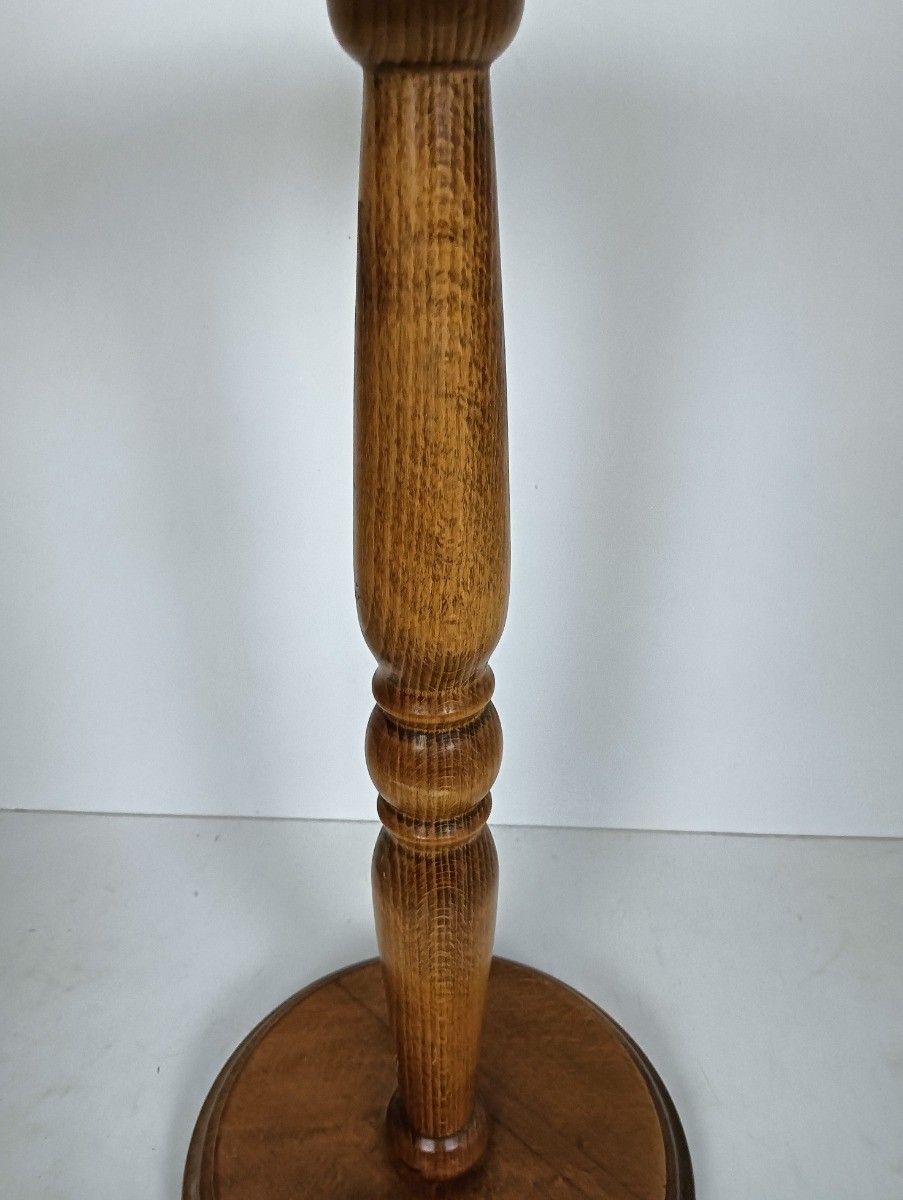 Tall Pedestal Carved Wood Vintage Plant Stand Side Bonsai Table Barn Style photo for sale