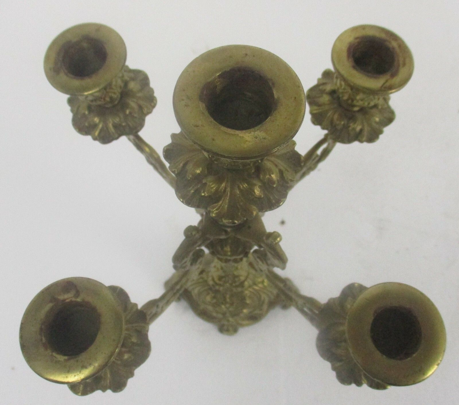 Gothic Brass Ornate Embossed Candle Holder Stick Candelabra 5 Arm Faces photo Home Decor