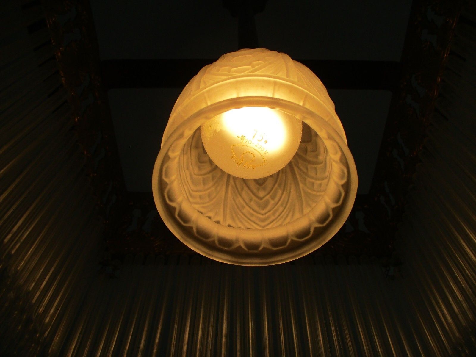 photo furniture Jugendstil Hall Lamp Chandelier Prisms Copper Glass Antique Hanging Light