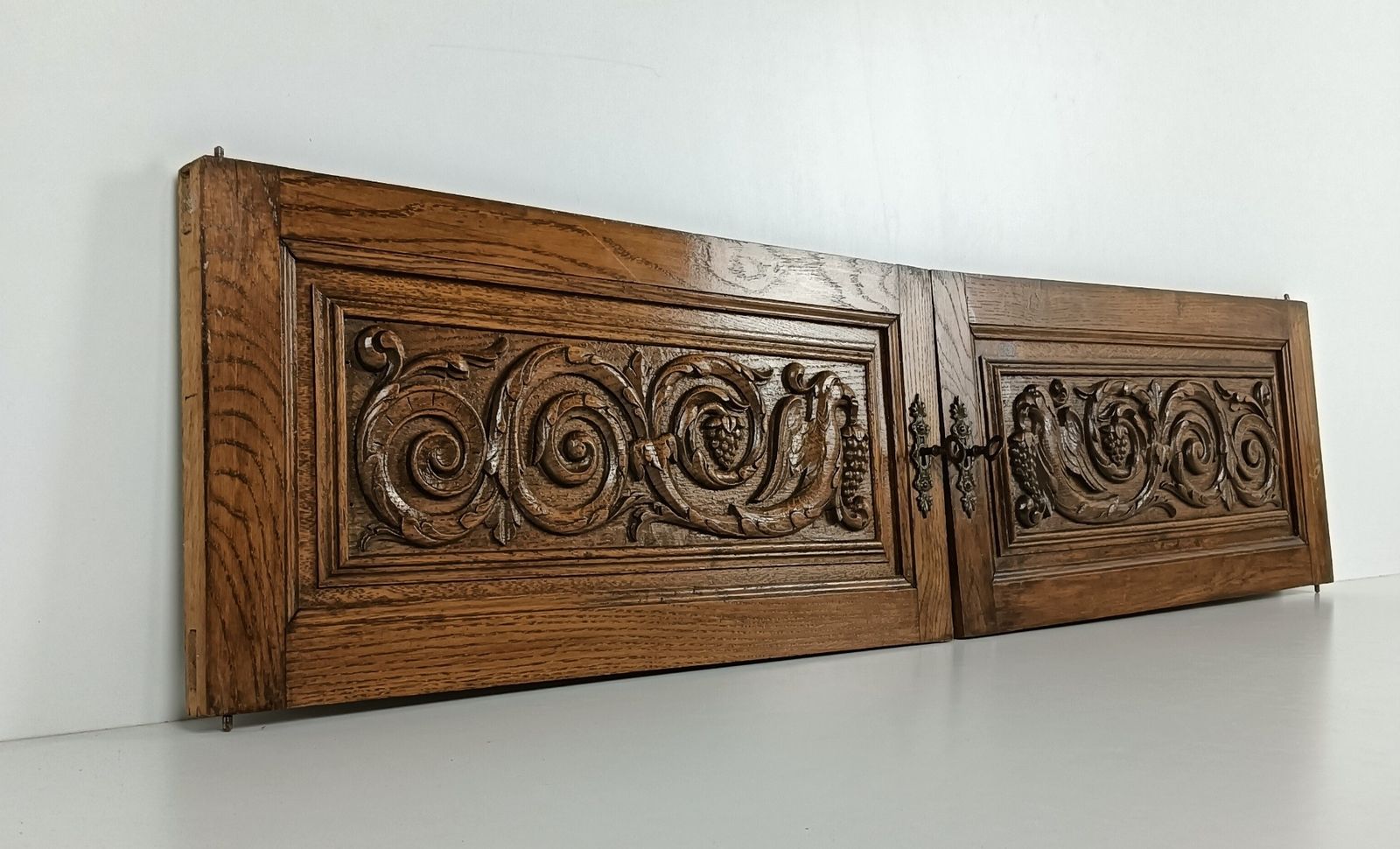Pair Antique Door Panels Carved Wood Ornate Birds Of Paradise Architectural Recl photo Home Fixtures