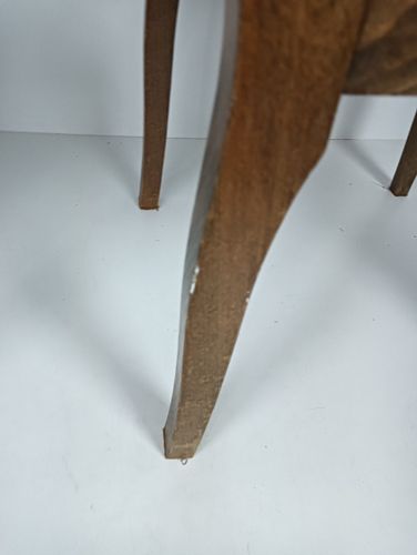Pair Art Deco Bridge Chairs Wood Antique Needlepoint Fabric Hobnails Rare Find photo buy