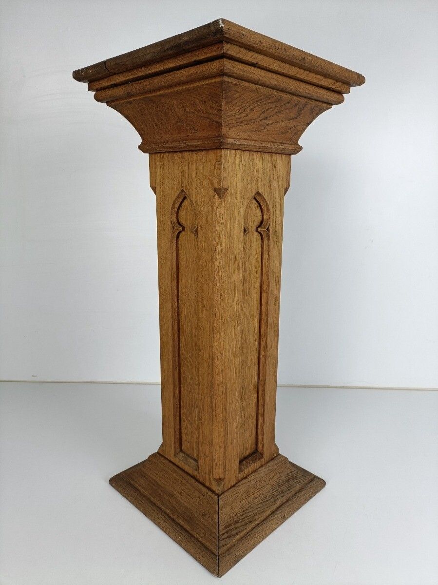 Gothic Antique Wooden Ornate Side Display Table Pedestal Plant Stand Church Chap photo furniture