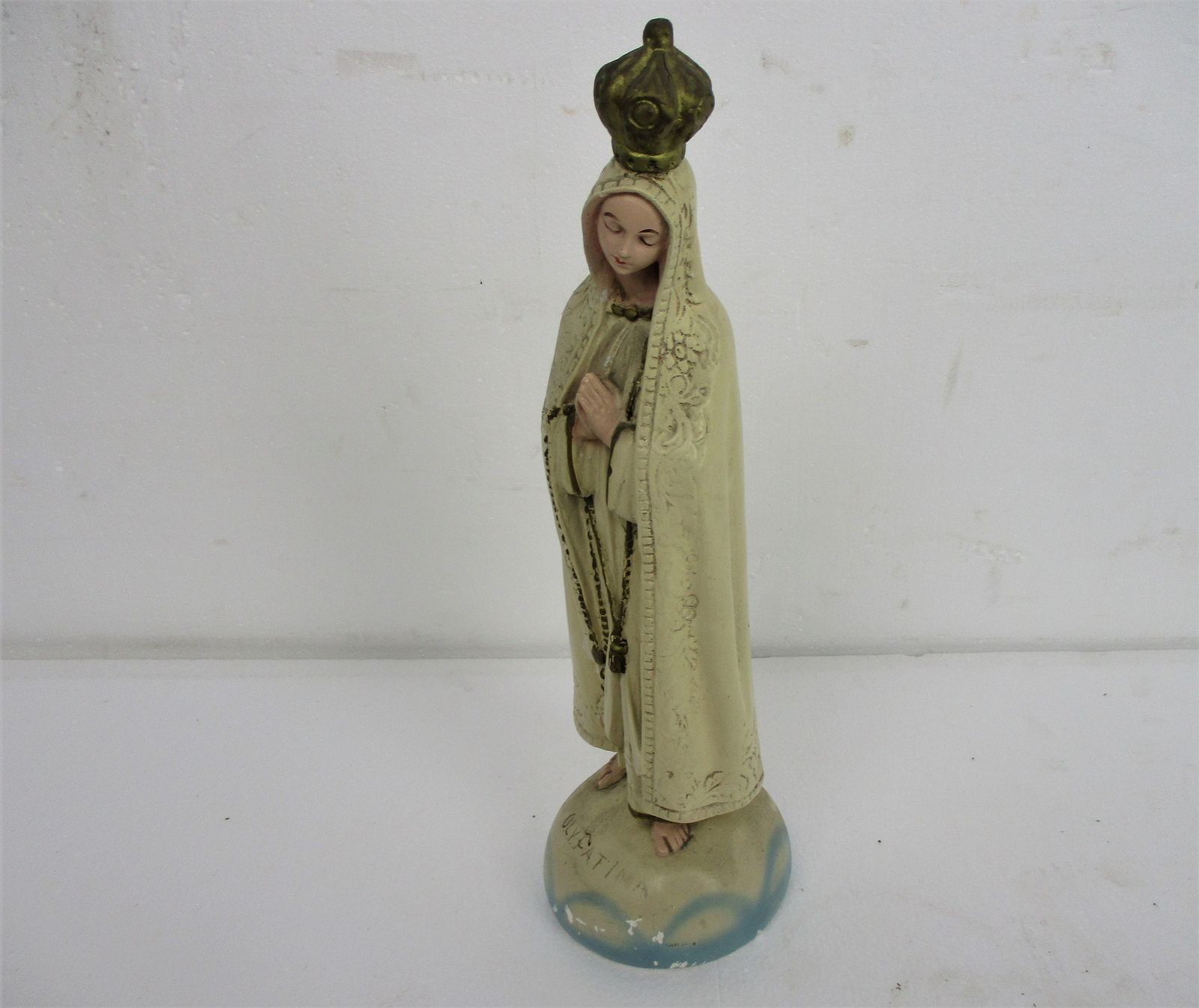 Vintage Our Lady Fatima Statue Plaster Portugal Lovely Htf Collector 17.91" photo 182.0