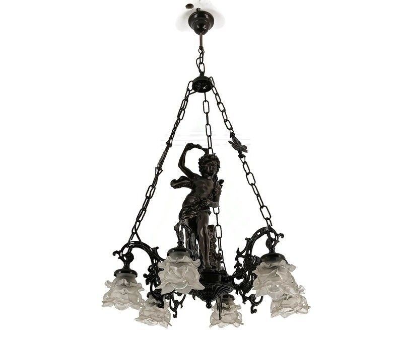 Gorgeous Putti Chandelier Flower Sconces Resin 6 Lights Hollywood Regency Vintag