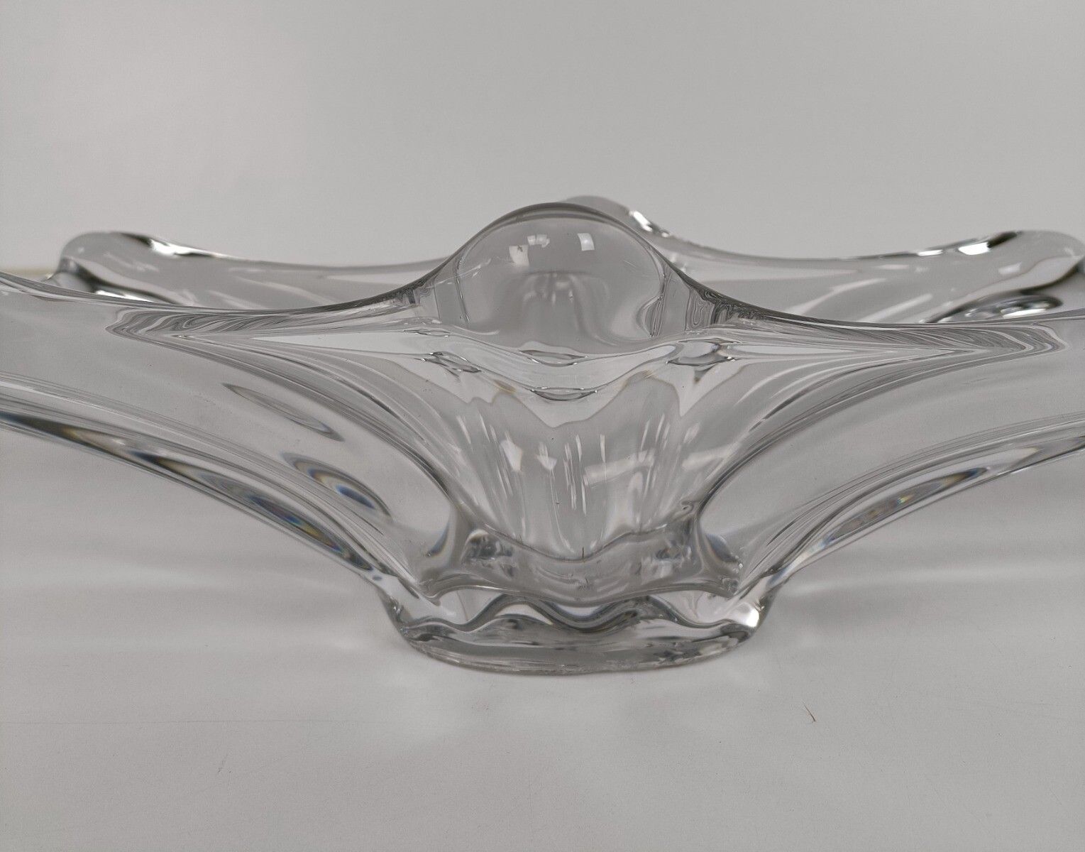 Italian Clear Bowl Dish Centerpiece Murano Seguso Art Glass Modernist Decorative photo for sale