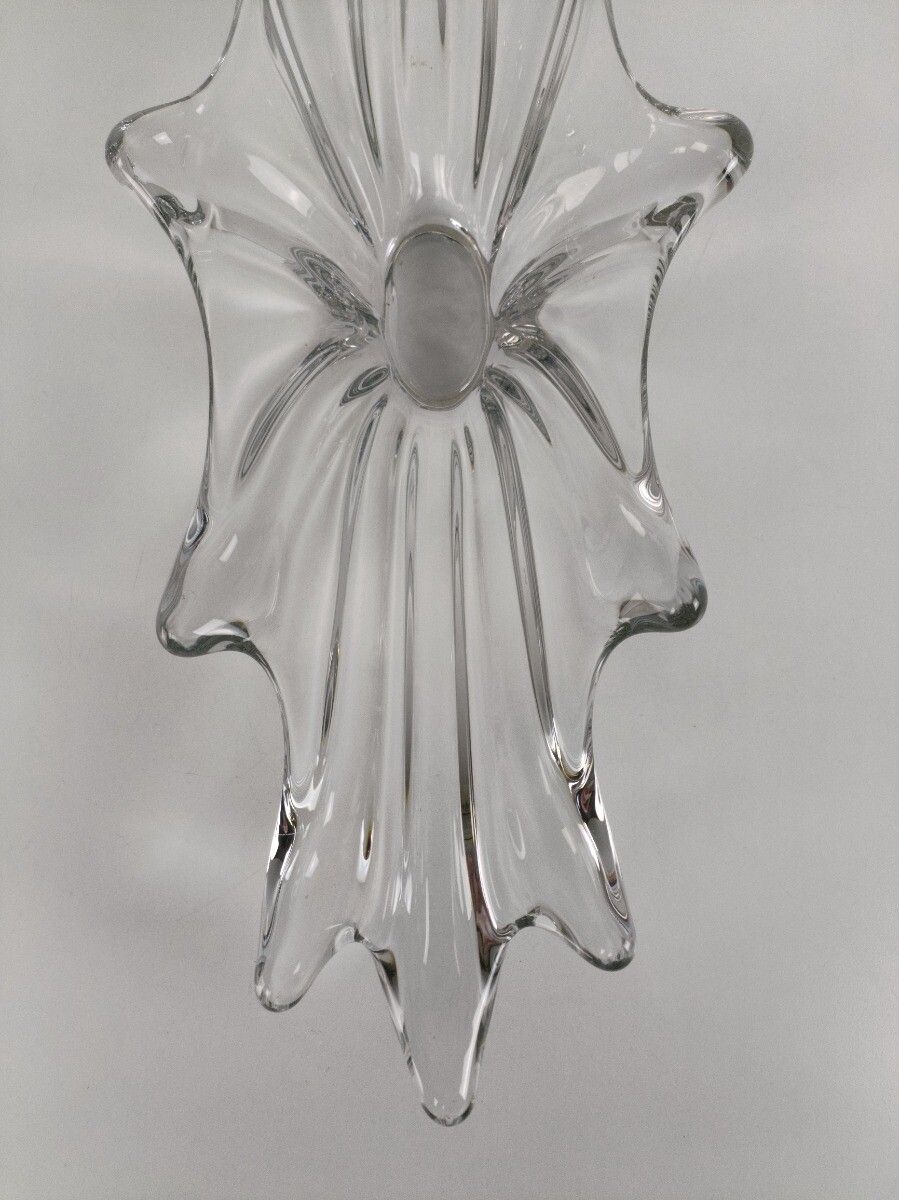 Italian Clear Bowl Dish Centerpiece Murano Seguso Art Glass Modernist Decorative photo vinterior