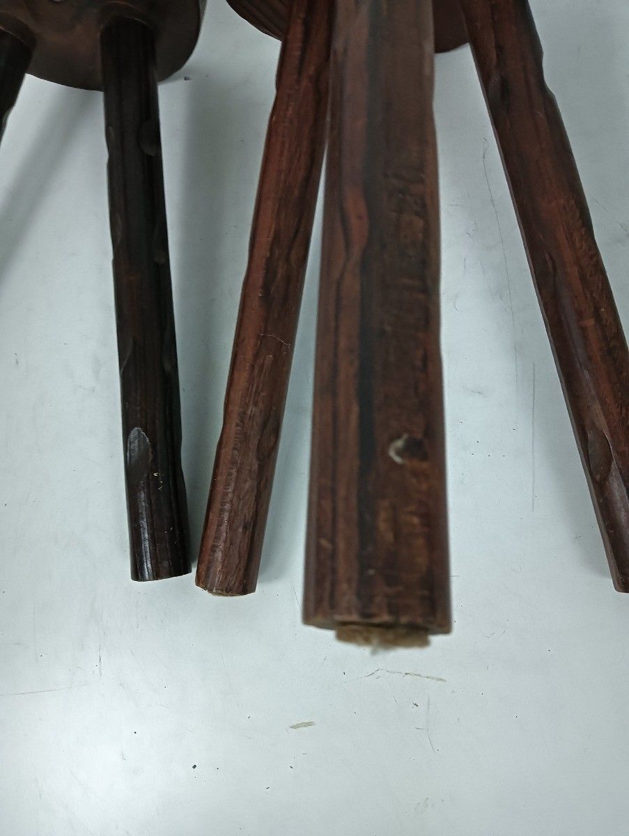 Pair Wooden Spanish Side Wine Milking Stool Table Pedestals Plant Bonsai Stands photo vinterior