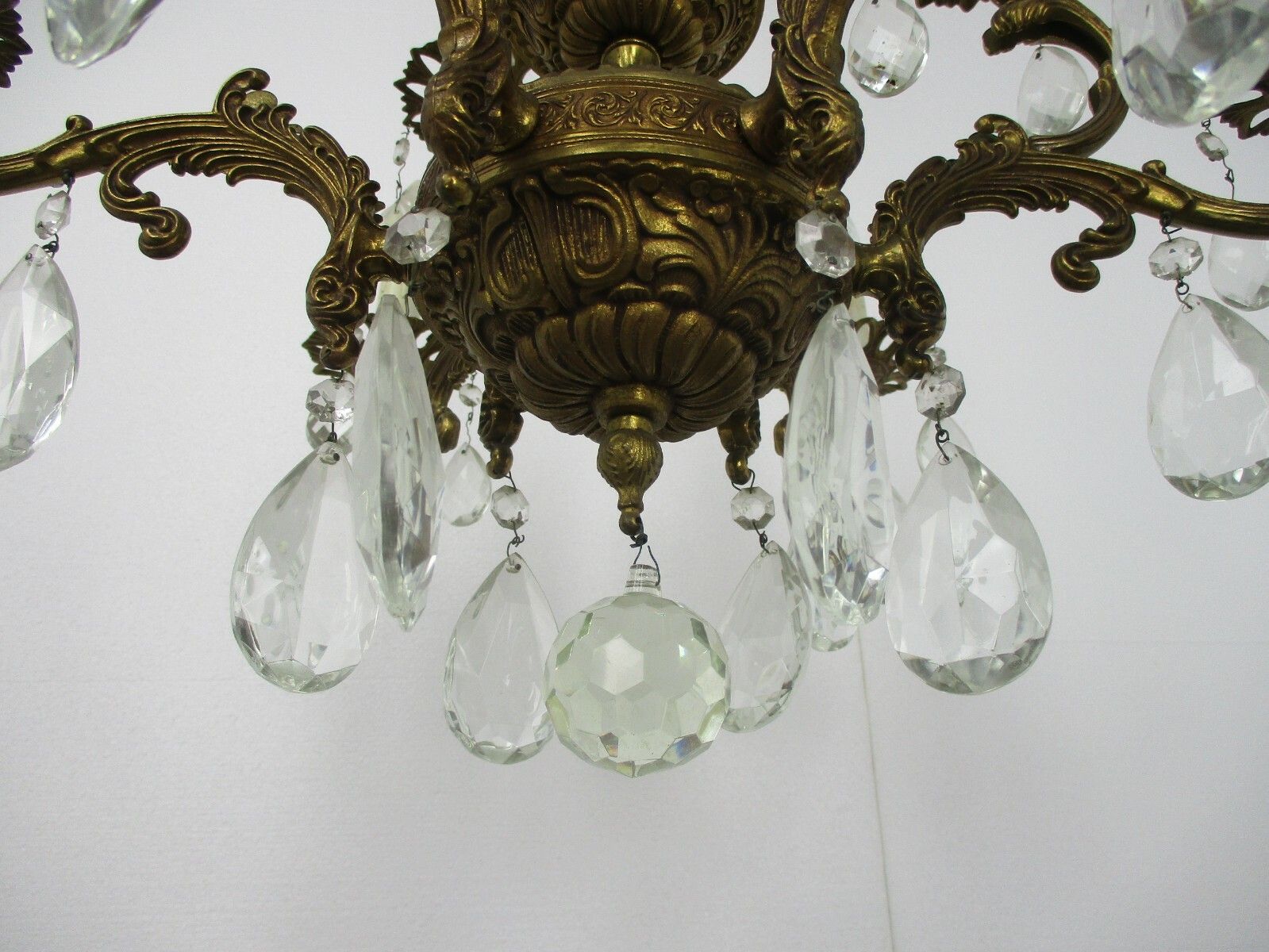 10 Arm Lights Chandelier Revival French Empire Style Brass Ornate Prisms Wow photo vinterior