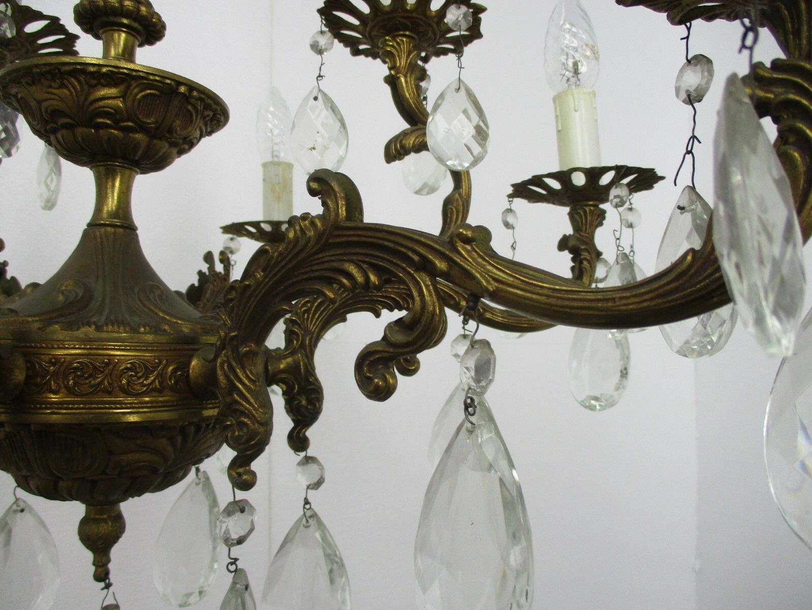 10 Arm Lights Chandelier Revival French Empire Style Brass Ornate Prisms Wow photo buy