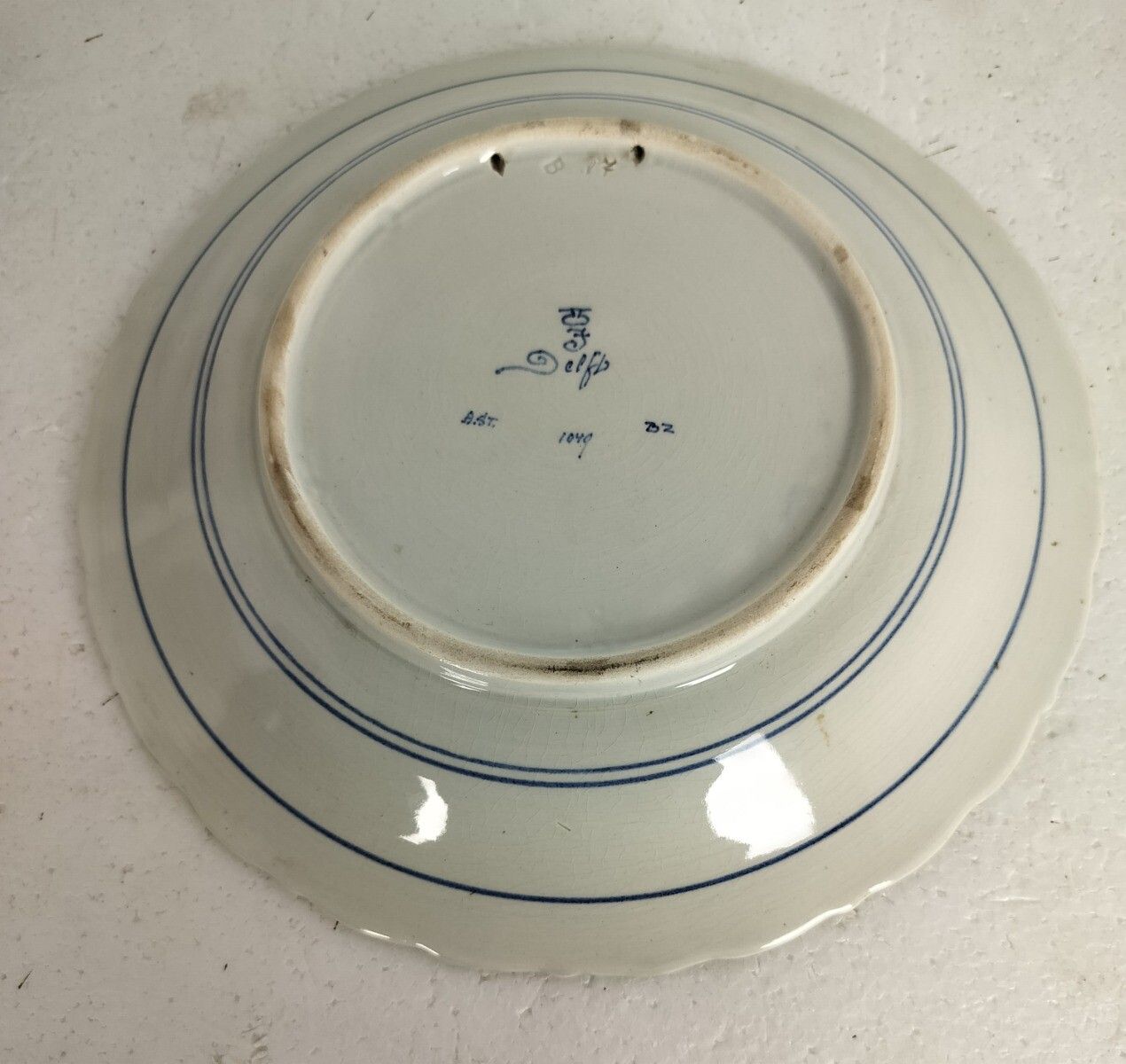 Vintage Charger Plate Royal Delft Blue White De Porceleyne Fles Hand Painted Flo photo vinterior