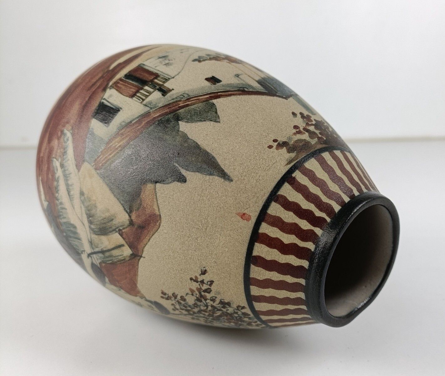 Art Deco Sandstone Stoneware Vase Basque Country M. David Ciboure photo vintage