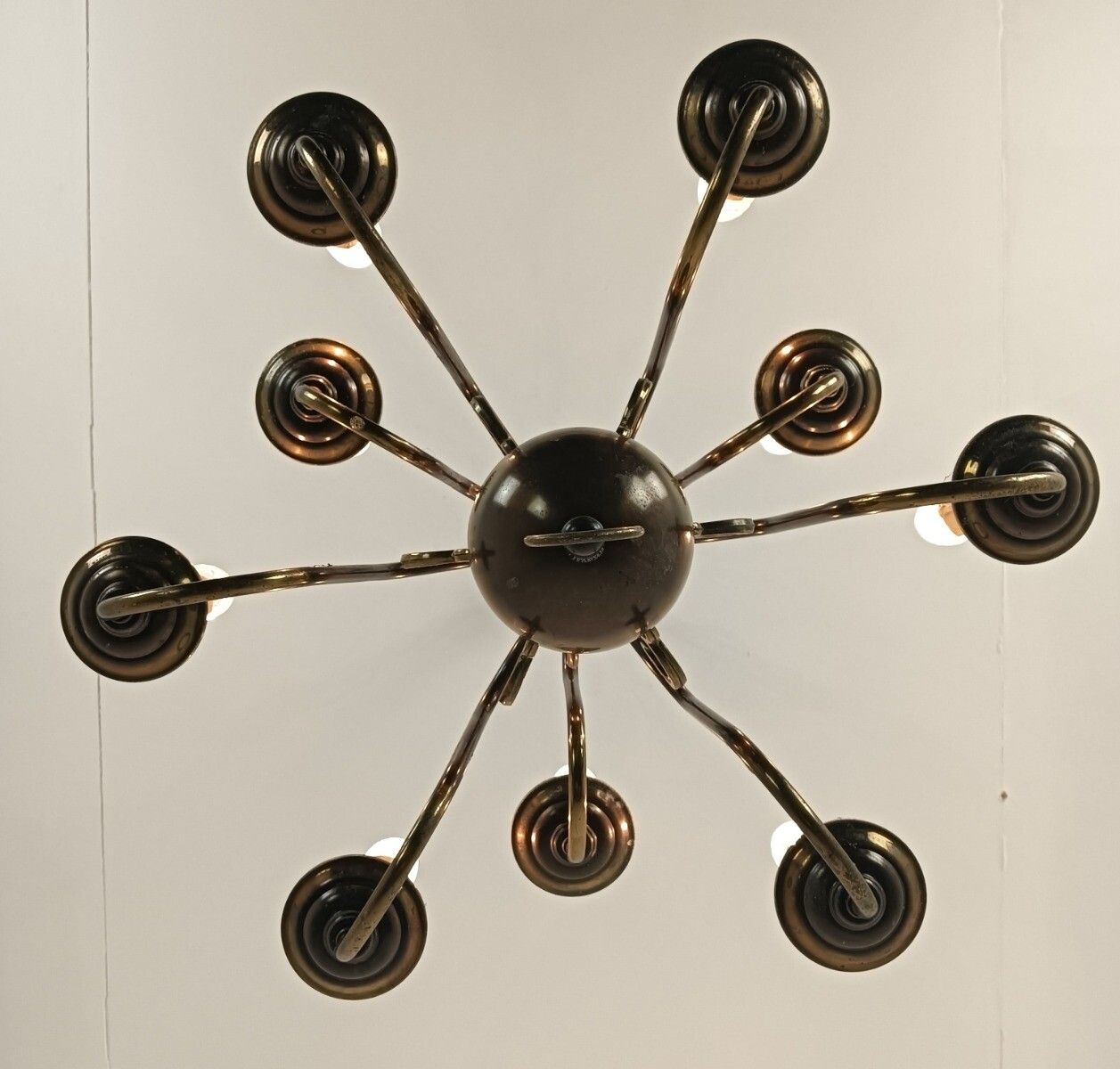 Flemish Dutch Chandelier Brass 9 Lights  Two Tier Vintage Farmhouse Barn Style photo vinterior