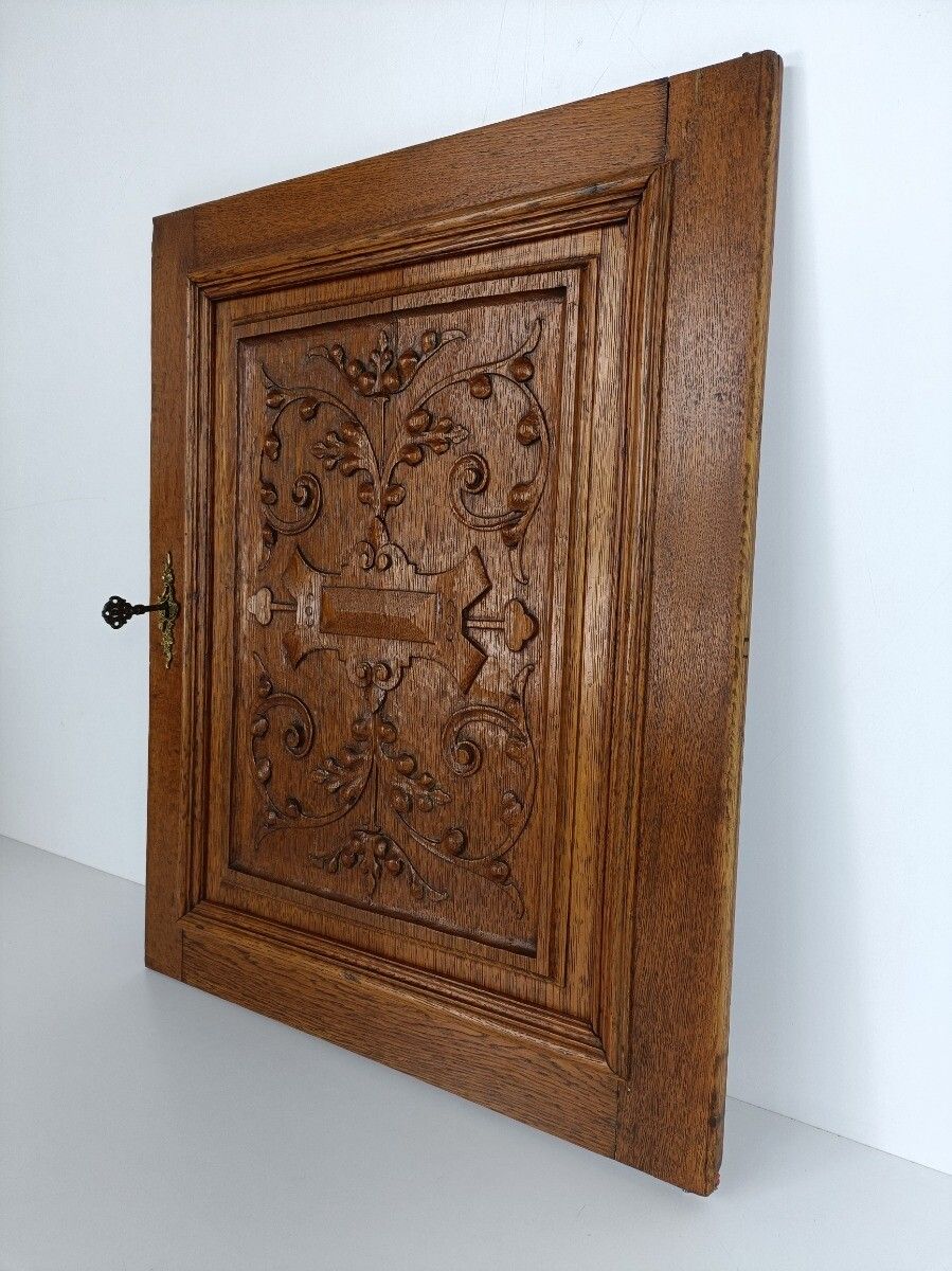 Antique Hand Carved Wood Door Panel Reclaimed Architectural Salvaged Ornate Etch photo for sale
