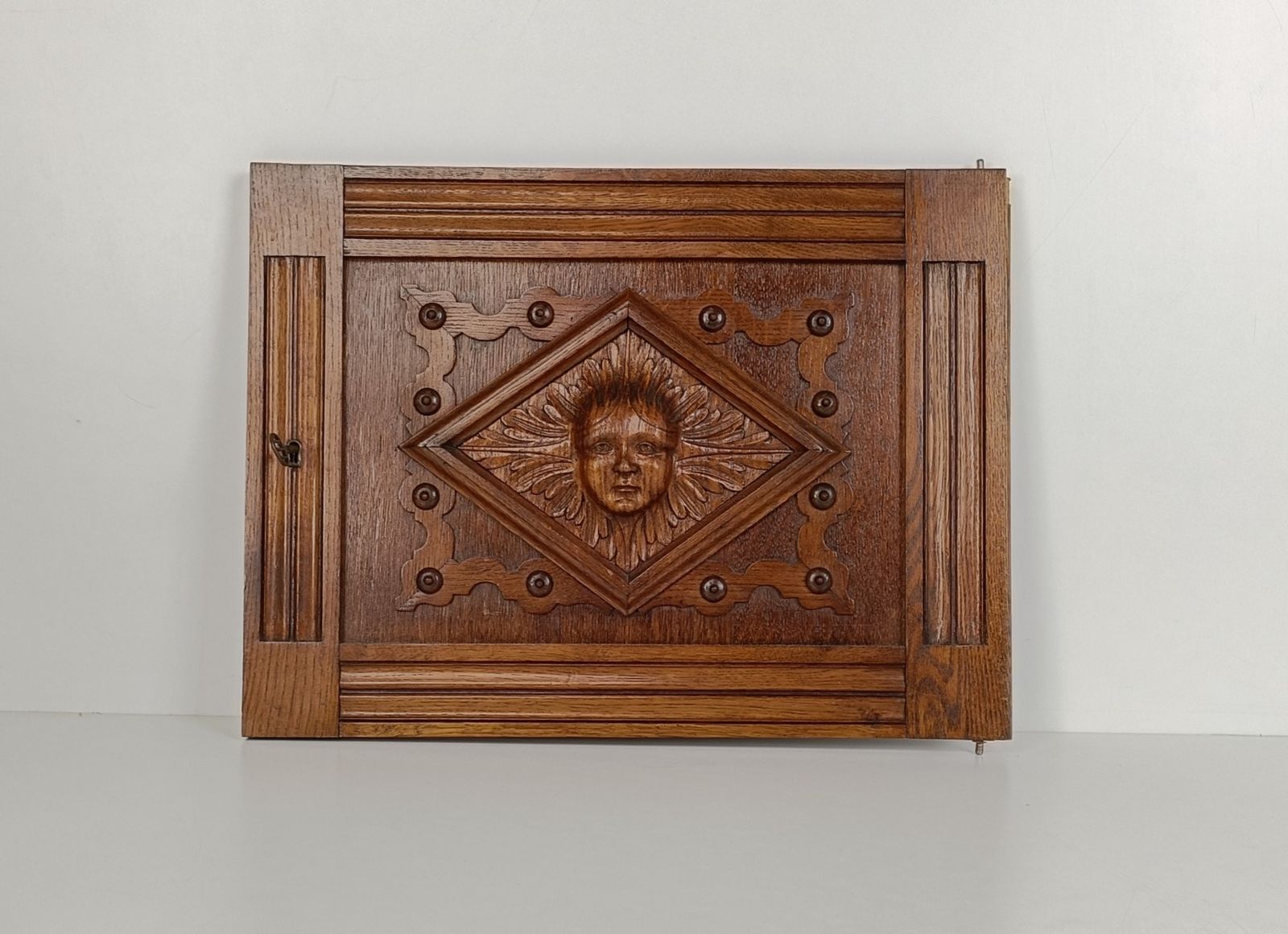 Antique Door Panel  Cabinet Face Oak Hand Carved Wood Architectural Reclaimed Or photo furniture