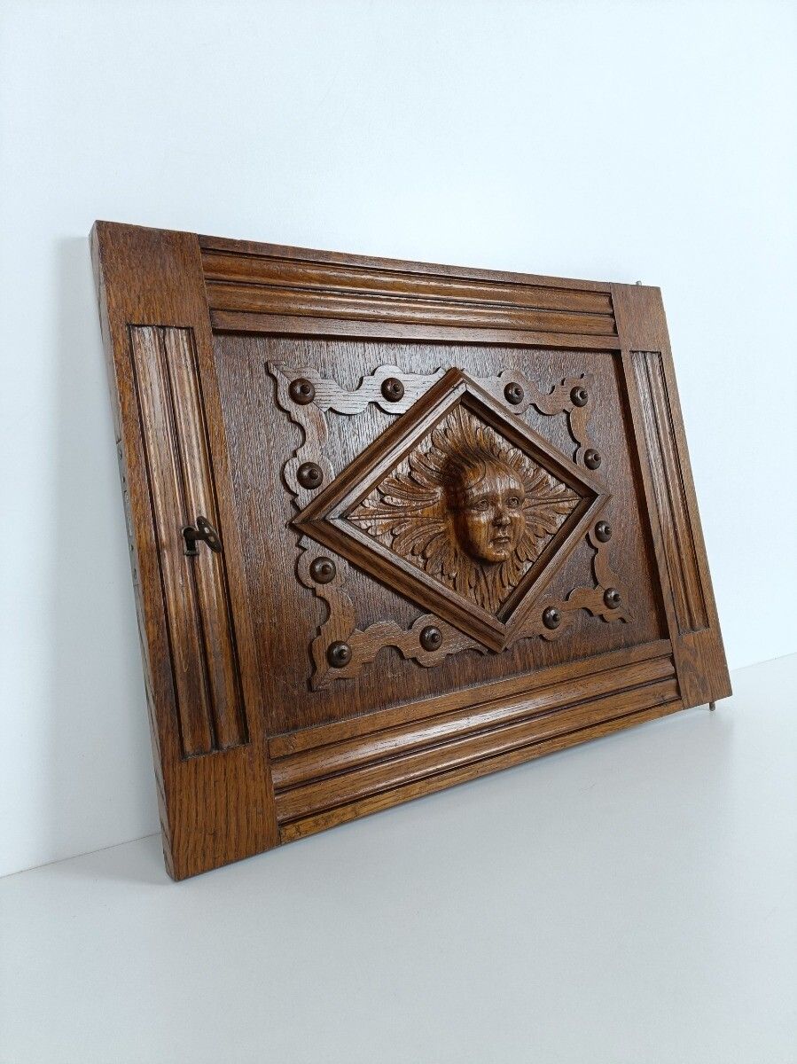 Antique Door Panel  Cabinet Face Oak Hand Carved Wood Architectural Reclaimed Or photo Home Fixtures