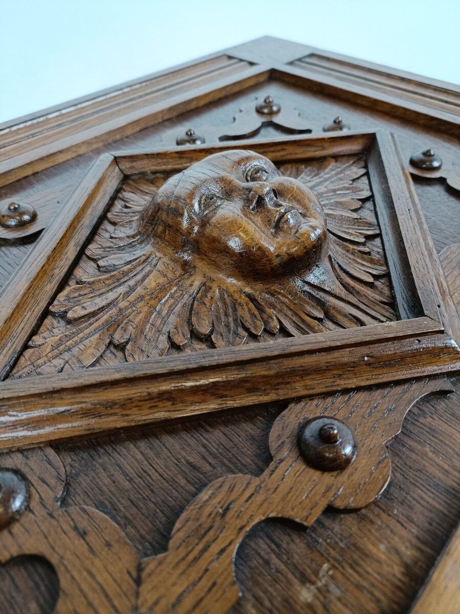 photo furniture Antique Door Panel  Cabinet Face Oak Hand Carved Wood Architectural Reclaimed Or