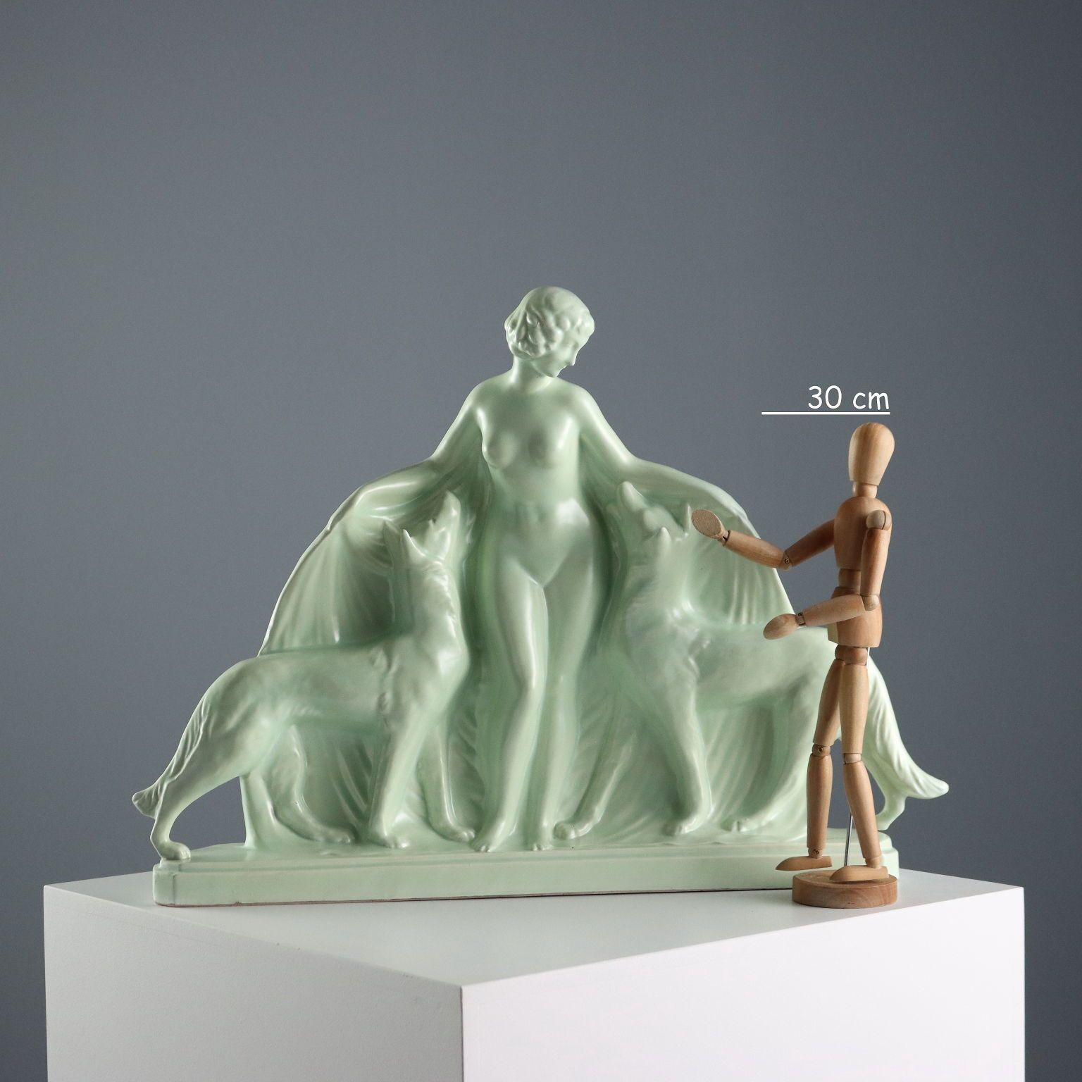 Woman With Dogs Antique Sculpture Louis Fontinelle France XX Century photo furniture