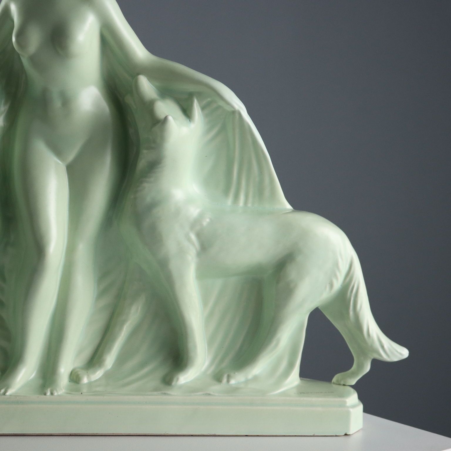 Woman With Dogs Antique Sculpture Louis Fontinelle France XX Century photo Art