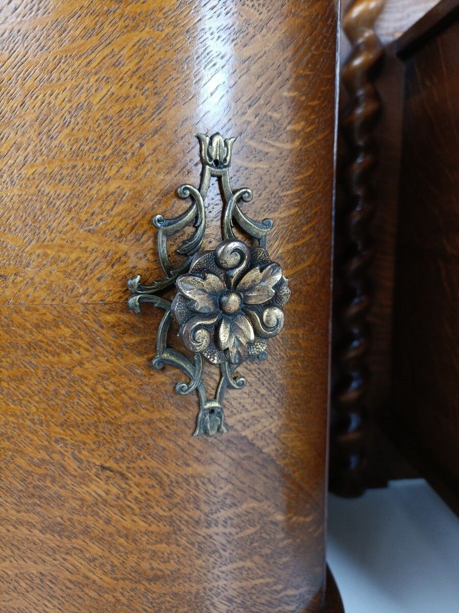 Pair Couple Antique Jugendstil Nightstands Wood Barley Twist End Tables Vanity C photo 1012.0