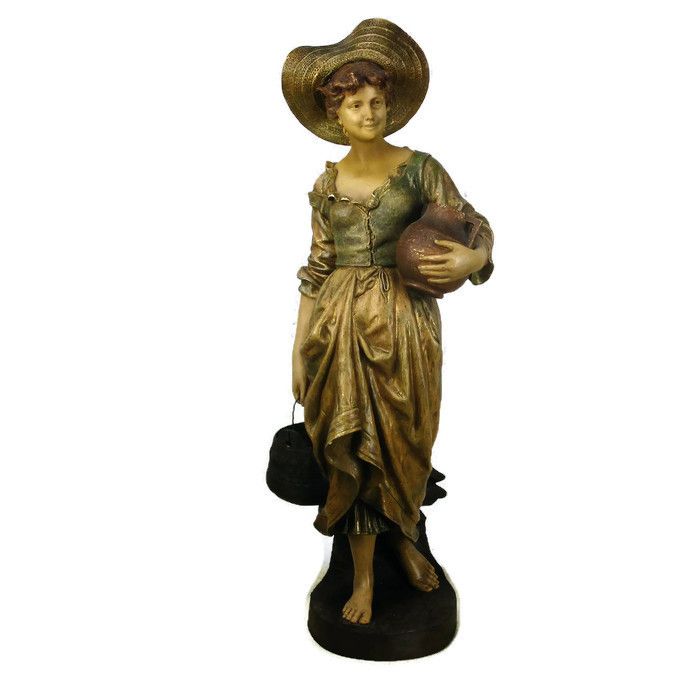 Statue Goldscheider Signed E. Tell Terracotta Water Carrier Jugendstil  Antique