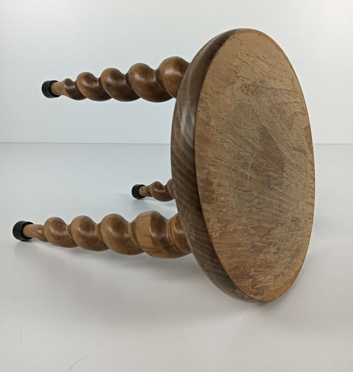 Antique Small Hand Carved Wooden Barley Twist Rare Milking Stool Pedestal Farmho photo Furniture
