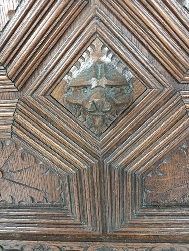 photo furniture Antique 19th Century Door Panel Lion Head Ornate Carved Wood Architectural Recla
