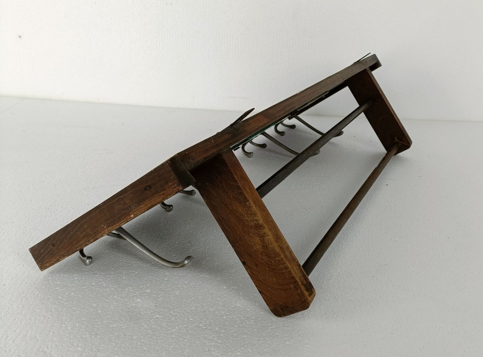 Vintage Wall Coat Rack Shelf Mid Century Modern Railroad Industrial Wood Pop Art photo vintage
