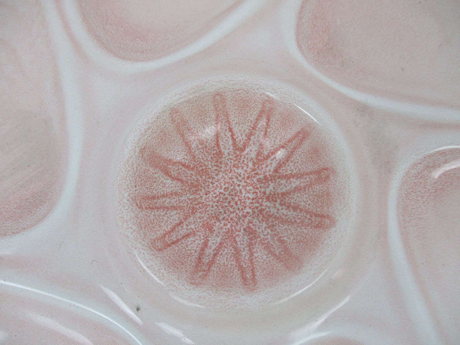 Large French Oyster Serving Plate Faience Ceramic Majolica Pink Marked France Po photo Home Decor