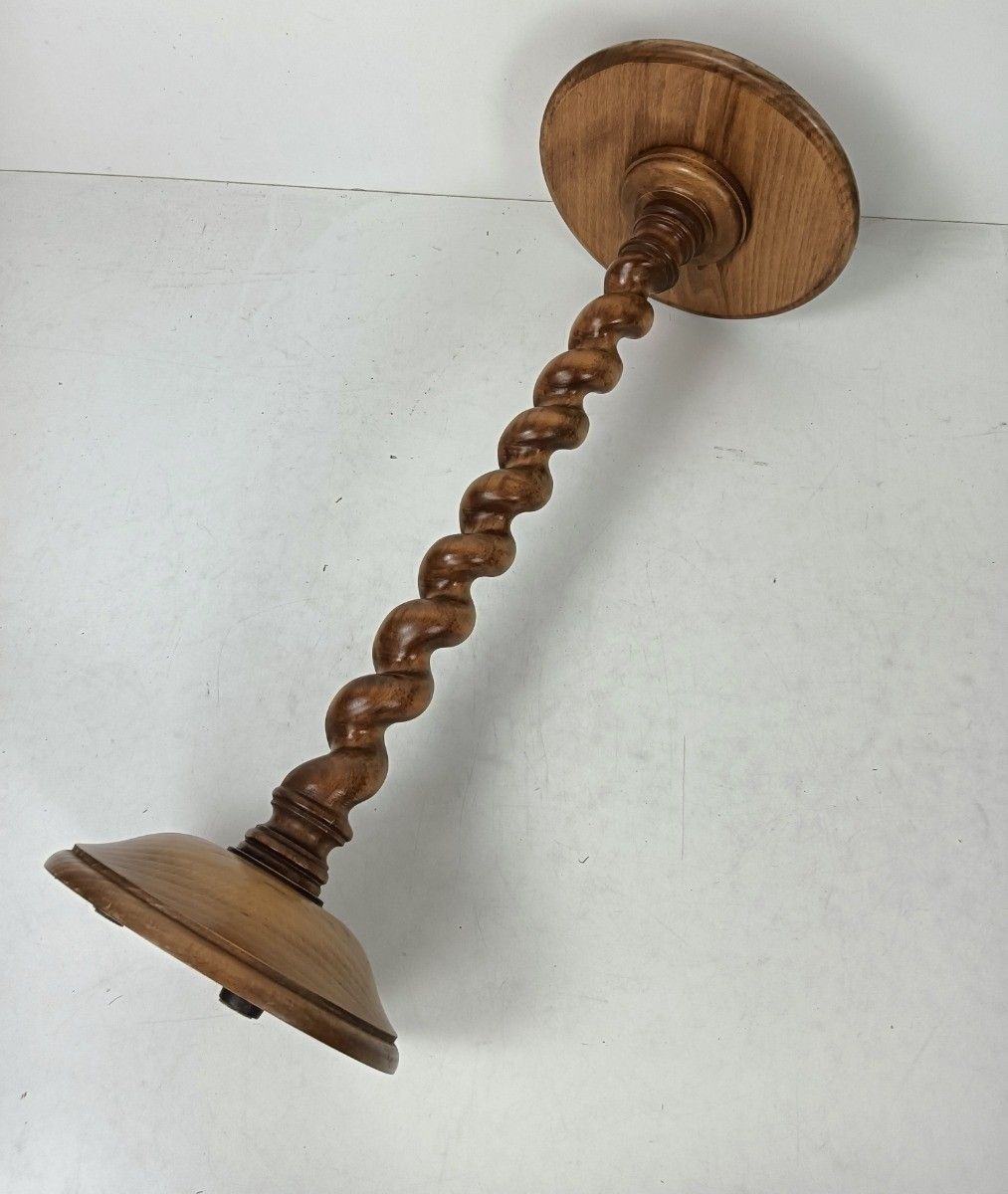 Large Barley Twist Vintage Carved Wood Pedestal Side Table Plant Stand Bonsai Ta photo Furniture