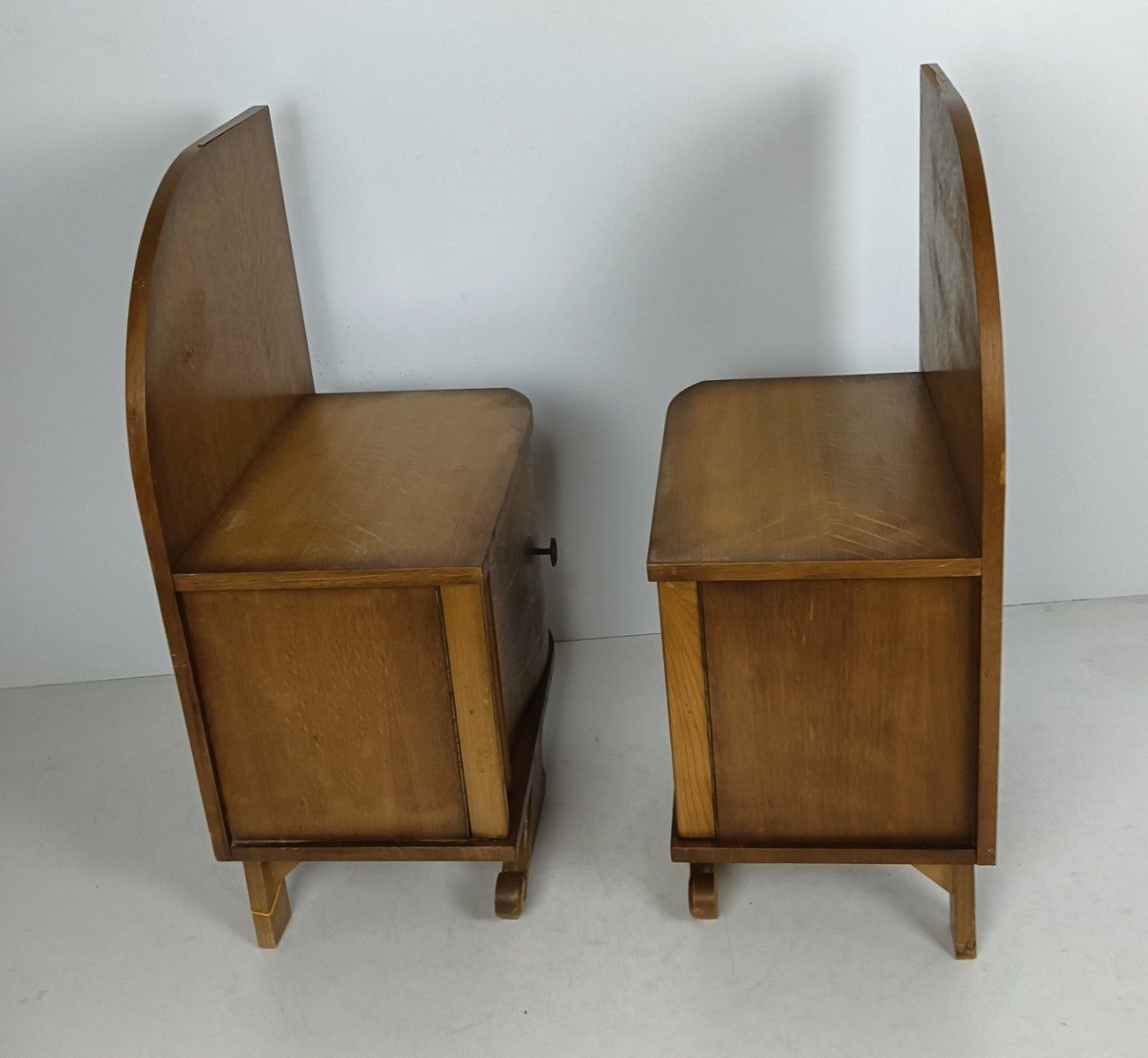 photo furniture Pair Antique Jugendstil Nightstands Wood  End Tables Vanity Cabinets Bedroom Cab