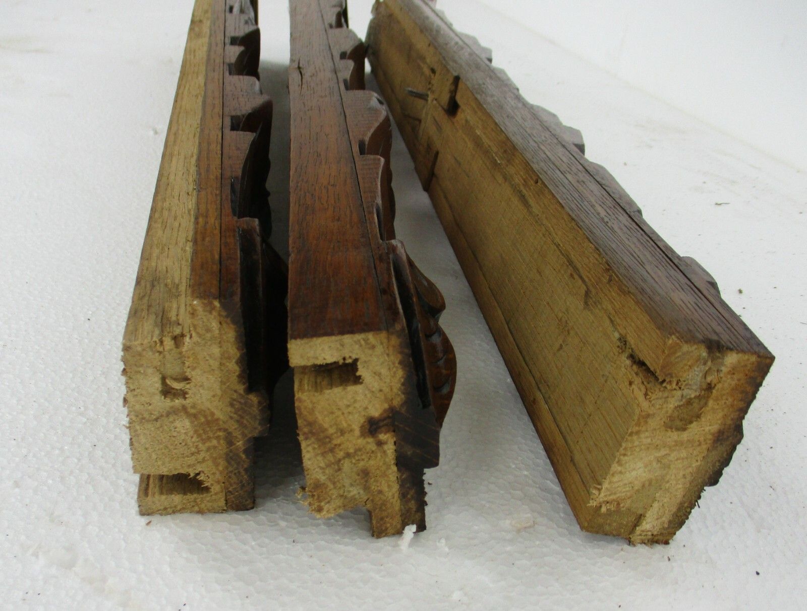 photo furniture 3 Pieces Antique French Carved Oak Reclaimed Architectural Trim Pediment Salvage