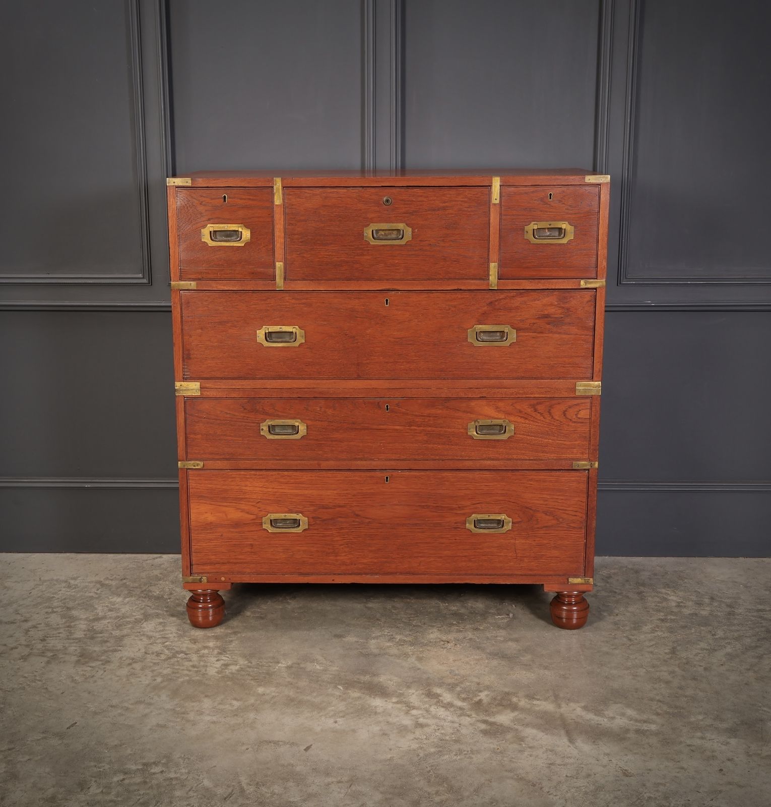Genuine Victorian Teak Military Secretaire Chest photo 3700.0