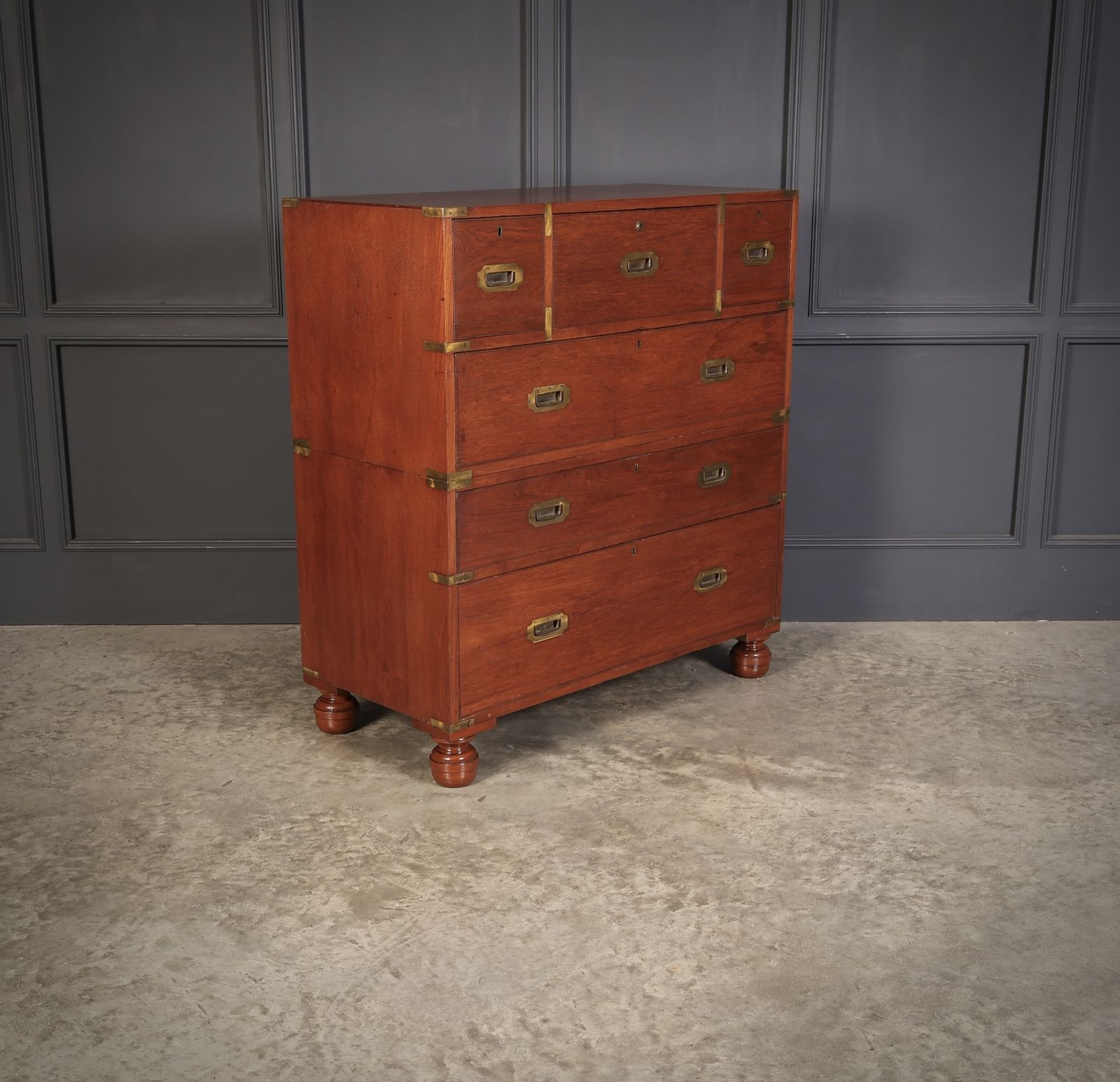 Furniture Genuine Victorian Teak Military Secretaire Chest photo
