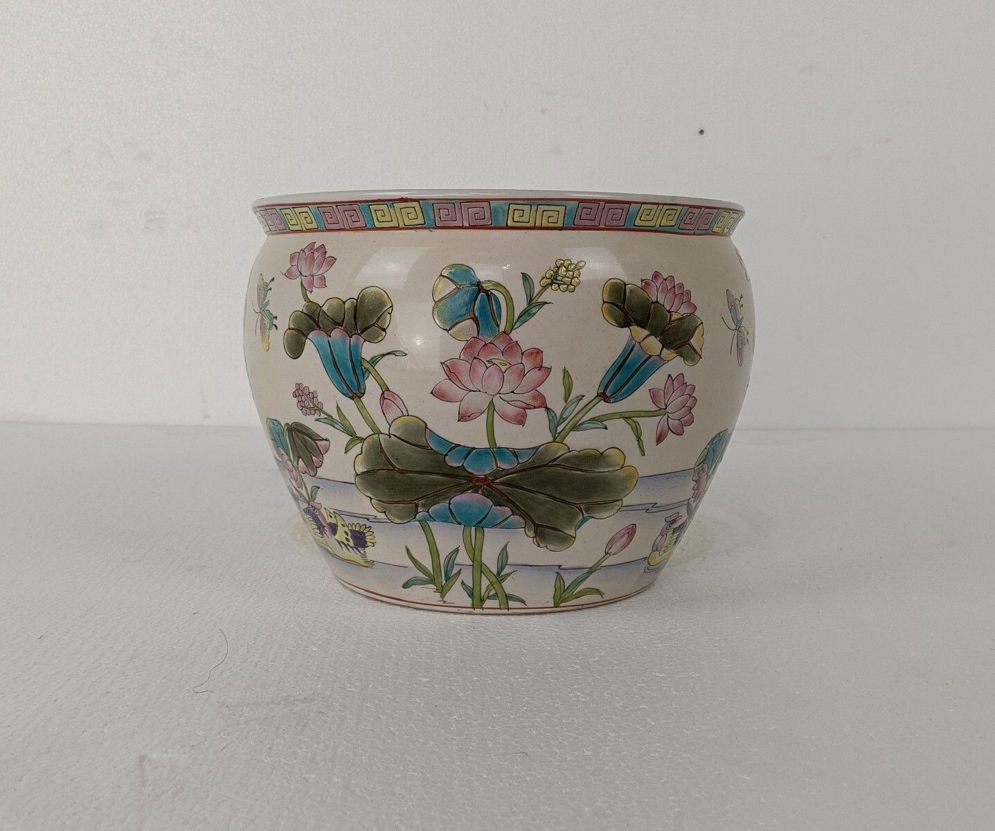 Xl Vintage Chinese Porcelain Koi Fish Bowl Planter Vase  Cachepot Flower Pot photo furniture