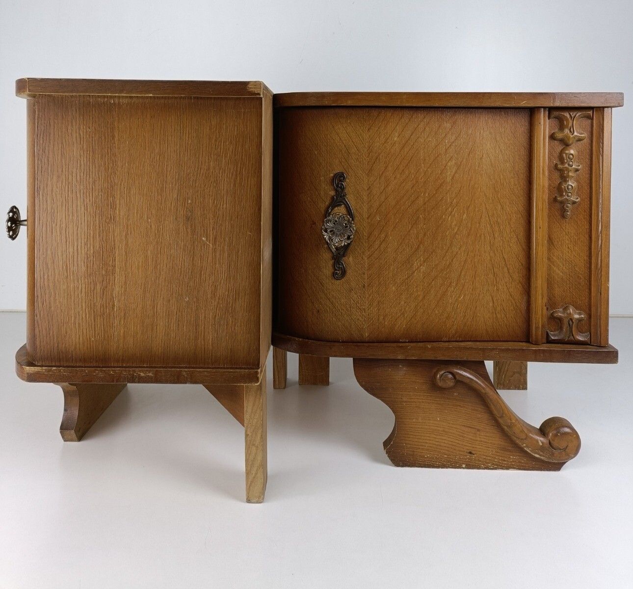 photo for sale Pair Couple Vintage Nightstands End Tables Mid Century Modern Wood Night Stands